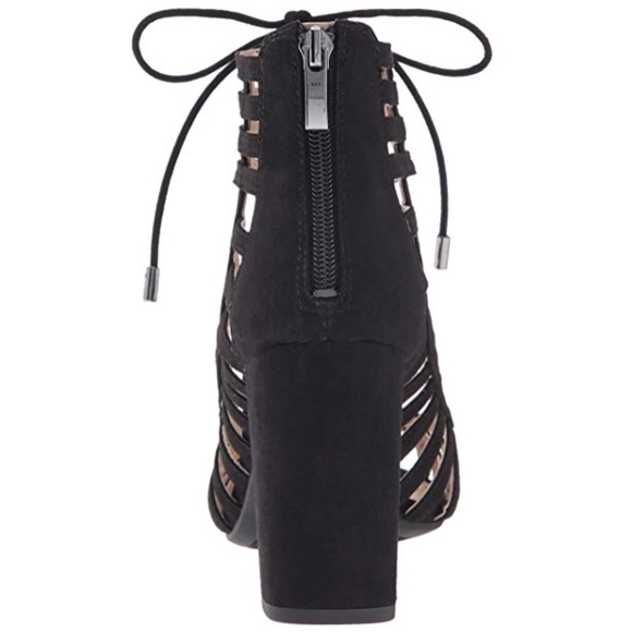 Black Gladiator Caged Lace Up Peep Toe Sandal - Picture 2 of 3